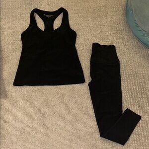 Beyond Yoga Black Spacedye Tank Top and Leggings Set
